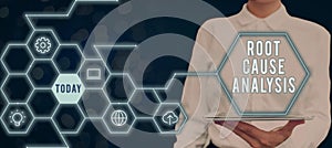 Hand writing sign Root Cause Analysis. Concept meaning Method of Problem Solving Identify Fault or Problem