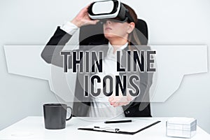 Hand writing sign Thin Line Icons. Business showcase Symbols used in cellphones and other apps like buttons Businessman