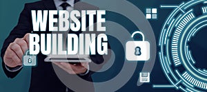 Hand writing sign Website Buildingtools that typically allow the construction of pages. Business overview tools that