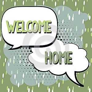 Text showing inspiration Welcome Home. Business concept Expression Greetings New Owners Domicile Doormat Entry photo