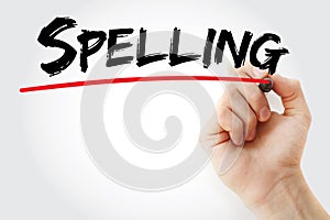 Hand writing Spelling with marker, concept background