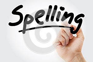 Hand writing Spelling with marker