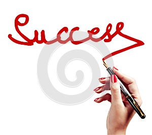 Hand writing the Success word