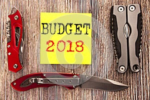 Hand writing text caption inspiration showing Budget 2018. Business concept for Household budgeting accounting planning Written on