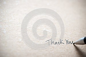 Hand writing thank you note