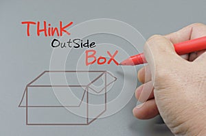 Hand Writing Think Outside Box - Business Concept