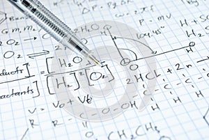 Hand writing various high school maths and science