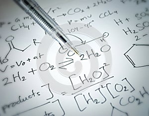 Hand writing various high school maths and science