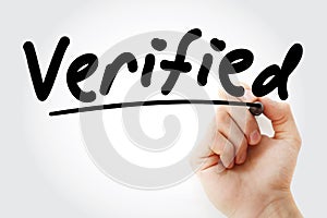 Hand writing Verified with marker