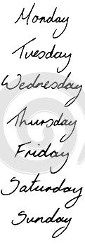 Hand Written Days of the Week Illustration