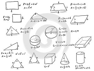 Hand Written Geometry Formulas