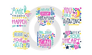 Hand Written Inspirational and Motivational Quotes Vector Set