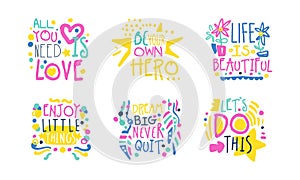 Hand Written Inspirational and Motivational Quotes Vector Set
