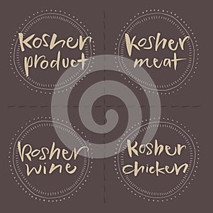 Hand written Kosher products Vector Food Labels