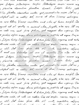 Hand written letter - seamless text Lorem ipsum. Repeating pattern