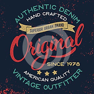Hand written lettering label.Apparel design for tee print