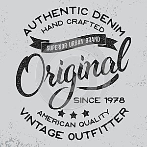 Hand written lettering label.Apparel design for tee print