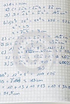 Hand written maths calculations