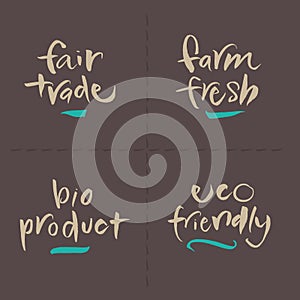 Hand written Vector Food Labels - Fair Farm Bio Ec