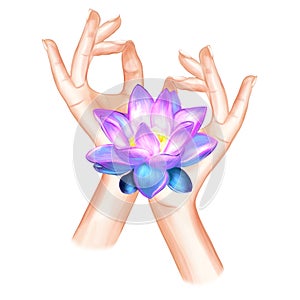 Hand in yoga mudra Chin Mudra Mudra for Consciousness illustration. Yogic hand gesture