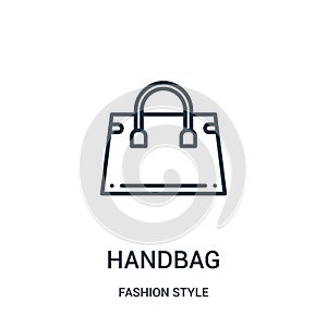 handbag icon vector from fashion style collection. Thin line handbag outline icon vector illustration