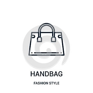 handbag icon vector from fashion style collection. Thin line handbag outline icon vector illustration photo