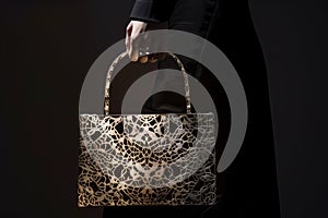 handbag with intricate lacework held by creator photo
