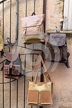 Handbags accessories in street fashion store market