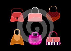 Handbags and Clutches vector icon set