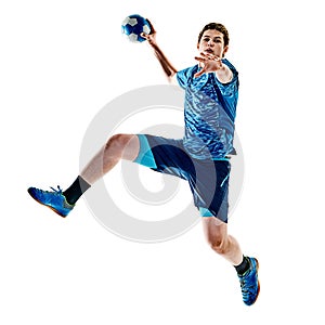 Handball player teenager boy isolated