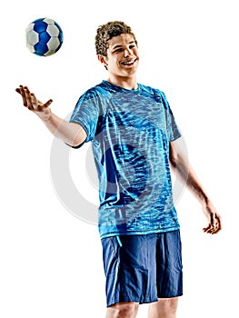Handball player teenager boy isolated