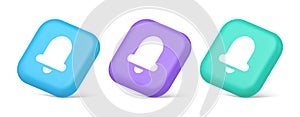 Handbell ring sound notification button incoming message call notification 3d isometric icon