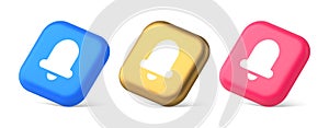 Handbell ring sound notification button incoming message call notification 3d realistic isometric icon