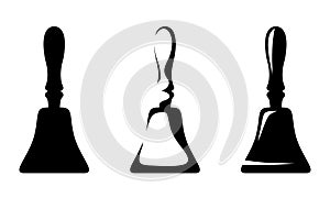 Handbells. Vector black silhouettes of bells isolated on white photo