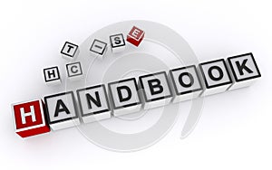 handbook word block on white