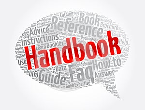 Handbook word cloud collage, concept background