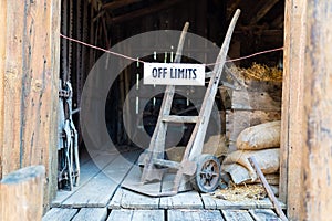 Handcart blocking an entrance to the shed