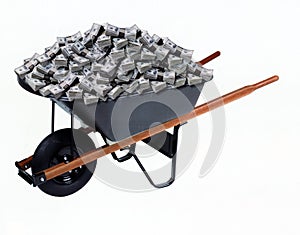 Handcart with enormous amount pack dollars