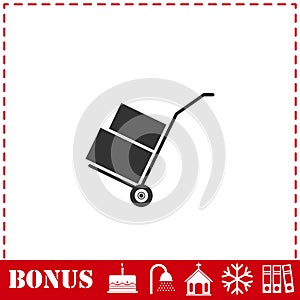 Handcart icon flat