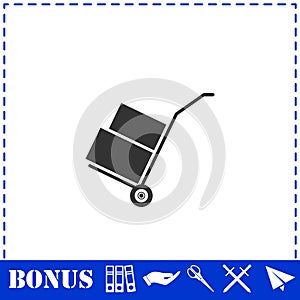 Handcart icon flat