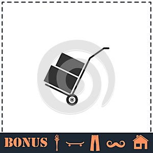 Handcart icon flat