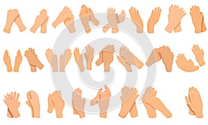 Handclap icons set cartoon vector. Acclaim applause