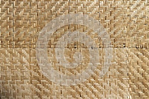 Handcraft woven bamboo brown straw mat abstract background texture