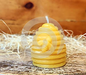 Handcrafted beeswax candles. Hand-poured pure natural beeswax candle.