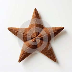 Little Star: Brown Knitted Pillow With Canvas Texture photo