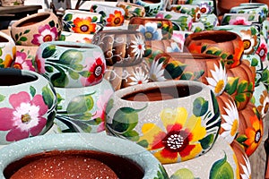 Handcrafted colorful clay pottery photo