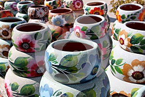 Handcrafted colorful clay pottery