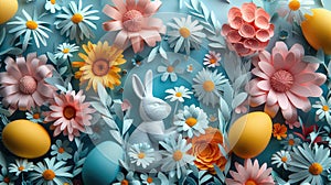 Handcrafted 3D Easter Card with Colorful Eggs and Spring Flowers