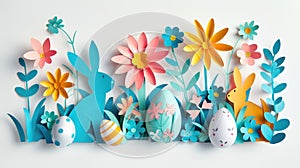 Handcrafted 3D Easter Card with Colorful Eggs and Spring Flowers