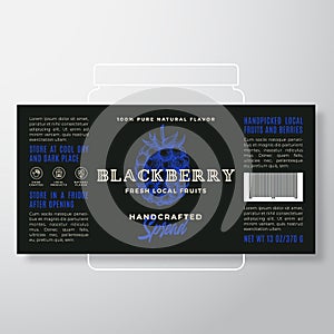 Handcrafted Fruit and Berry Spread or Jam Label Template. Abstract Vector Packaging Design Layout. Modern Typography